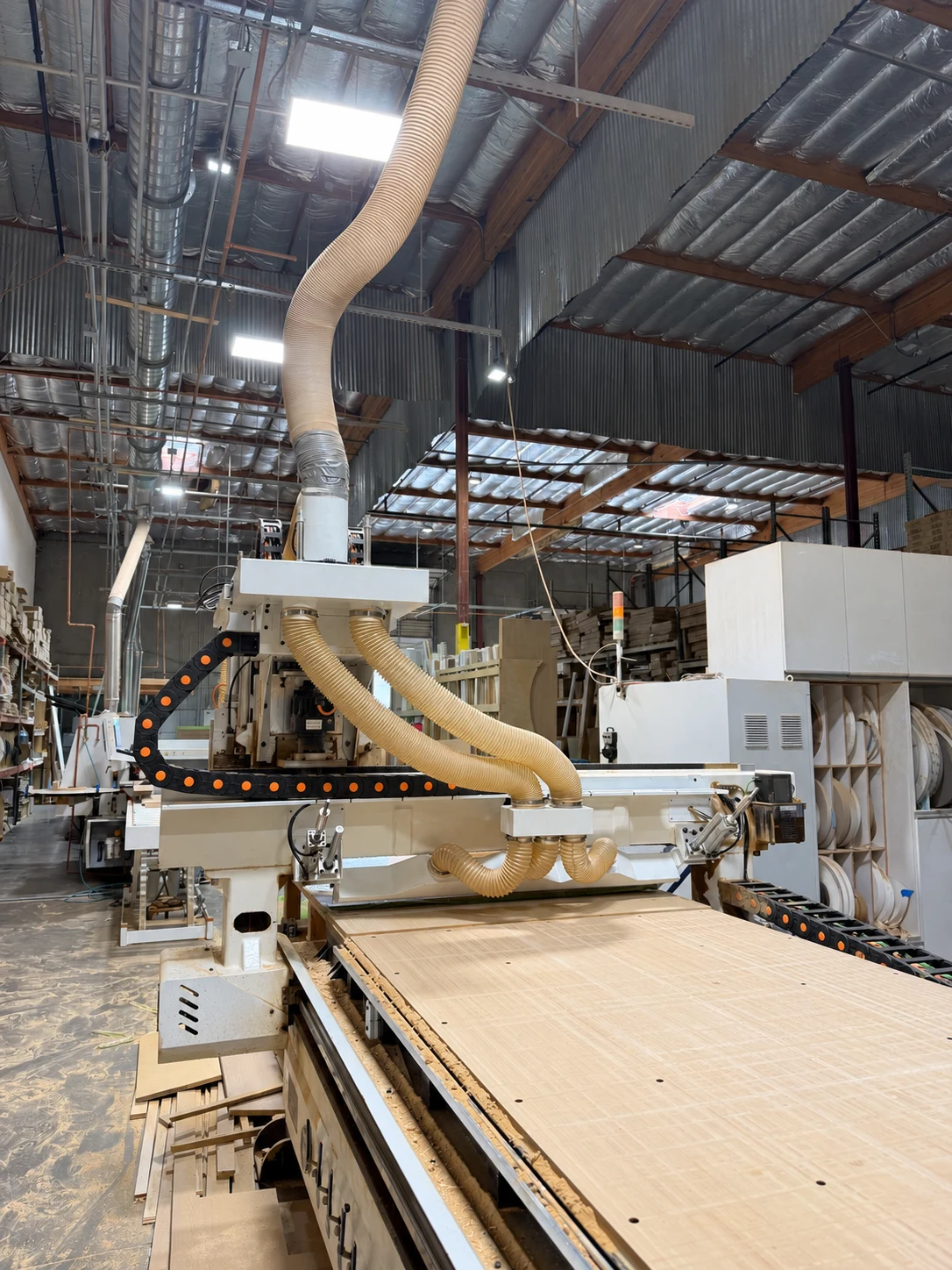 Cabinet workshop with CNC equipment and dust extraction